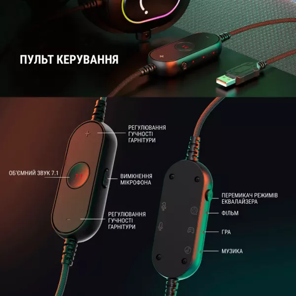 Ігрова гарнітура Fifine RGB H6 (Black) (UA)