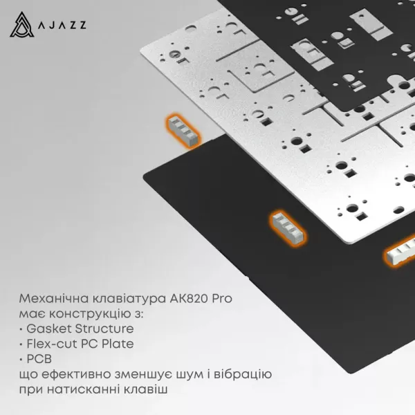 Клавіатура ігрова Ajazz AK820 PRO Flying Fish Switches (Black) (AK820PRO-FF-BGY) (UA)