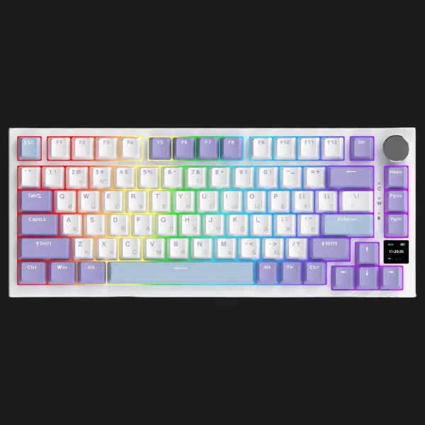 Клавіатура ігрова Ajazz AK820 PRO Flying Fish Switches (White/Purple) (AK820PRO-FF-PWB) (UA)