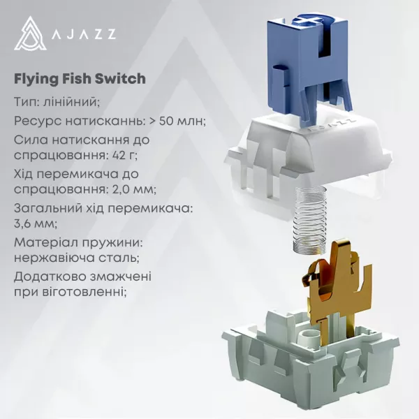 Клавіатура ігрова Ajazz AK820 PRO Flying Fish Switches (White/Purple) (AK820PRO-FF-PWB) (UA)