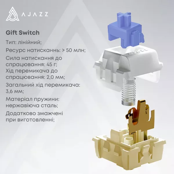 Клавіатура ігрова Ajazz AK820 PRO Gift Switch (White/Purple) (AK820PRO-G-PWB) (UA)