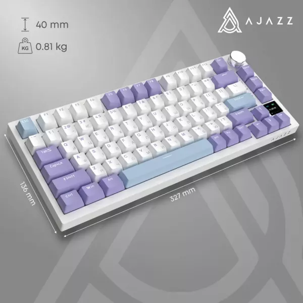 Клавіатура ігрова Ajazz AK820 PRO Gift Switch (White/Purple) (AK820PRO-G-PWB) (UA)