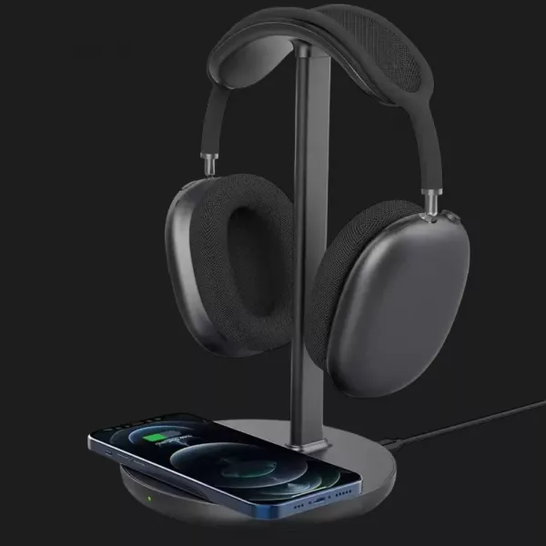 Підставка для навушників Headset Stand з безпровідною зарядкою (Black)