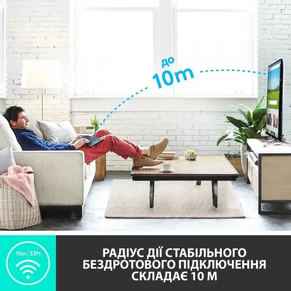 Клавіатура бездротова Logitech K400 Plus (Black) (UA)
