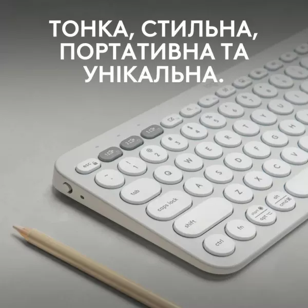 Клавiатура Logitech Pebble Keys 2 K380s (White) (UA)