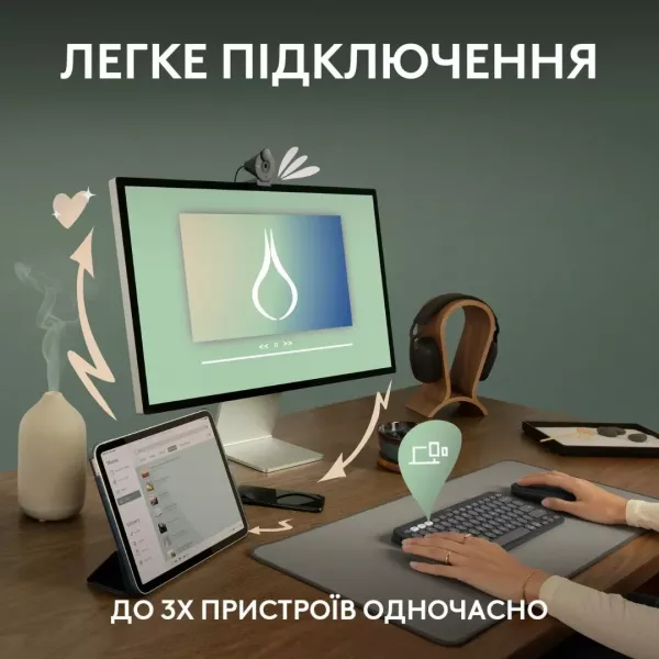 Клавiатура Logitech Pebble Keys 2 K380s (Rose) (UA)
