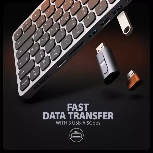 Клавіатура AXAGON HMC-KB 9 in 1 Layout USB (Silver/Black) (UA)