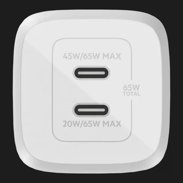 Зарядний пристрій Belkin 65W GAN PD PPS Dual USB-С - USB-С 2m (White)