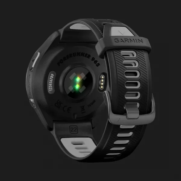 Garmin Forerunner 965 Carbon Gray DLC Titanium Bezel, Black Case, Black/Powder Gray Silicone Band