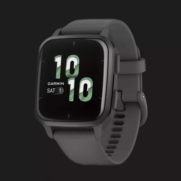 Garmin Venu Sq 2 Slate Aluminum Bezel with Shadow Gray Case and Silicone Band