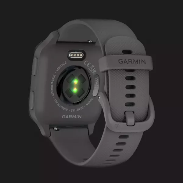 Garmin Venu Sq 2 Slate Aluminum Bezel with Shadow Gray Case and Silicone Band