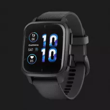 Garmin Venu Sq 2 Music Edition Slate Aluminum Bezel with Black Case and Silicone Band