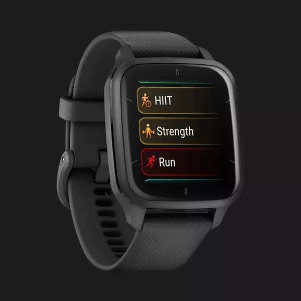 Garmin Venu Sq 2 Music Edition Slate Aluminum Bezel with Black Case and Silicone Band