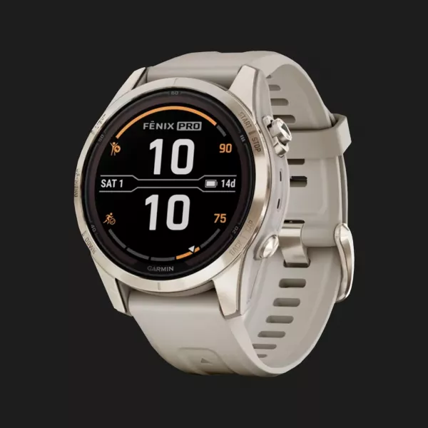 Garmin Fenix 7S Pro Sapphire Solar Soft Gold with Light Sand Band