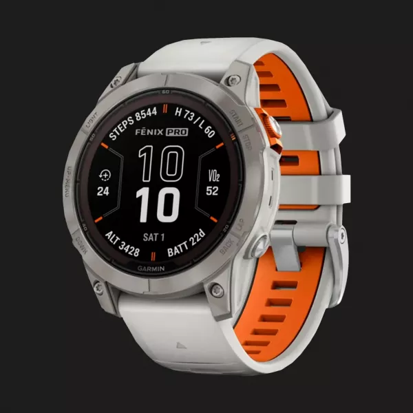 Garmin Fenix 7 Pro Sapphire Solar Titanium with Fog Gray/Ember Orange Band
