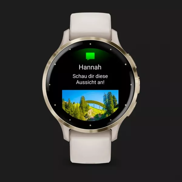 Garmin Venu 3S Soft Gold Stainless Steel Bezel with Ivory Case and Silicone Band