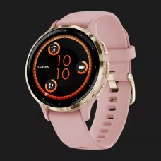Garmin Venu 3S Soft Gold Stainless Steel Bezel with Dust Rose Case and Silicone Band