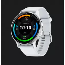 Garmin Venu 3 Silver Stainless Steel Bezel with Whitestone Case and Silicone Band