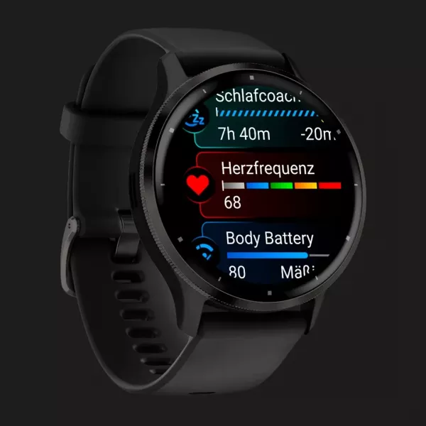 Garmin Venu 3 Slate Stainless Steel Bezel with Black Case and Silicone Band