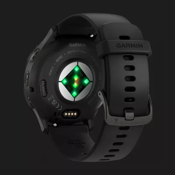 Garmin Venu 3 Slate Stainless Steel Bezel with Black Case and Silicone Band
