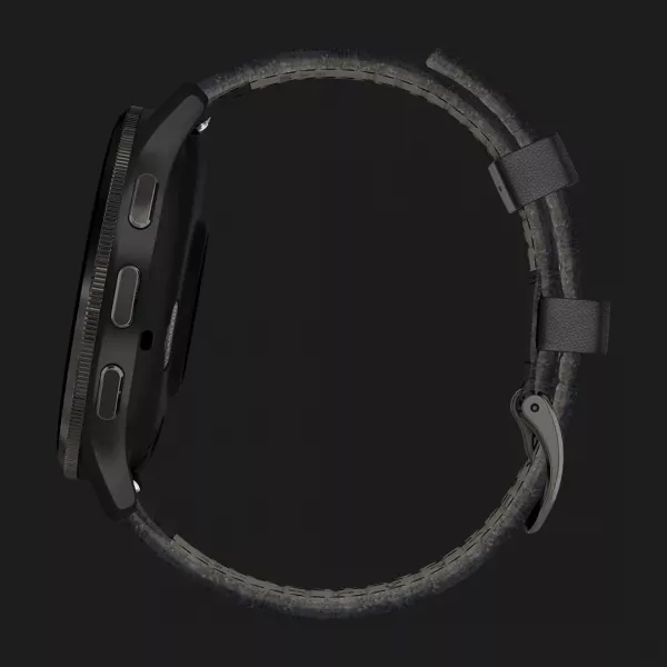 Garmin Venu 3 Slate Stainless Steel Bezel with Black Case and Black Leather Band