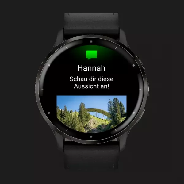 Garmin Venu 3 Slate Stainless Steel Bezel with Black Case and Black Leather Band