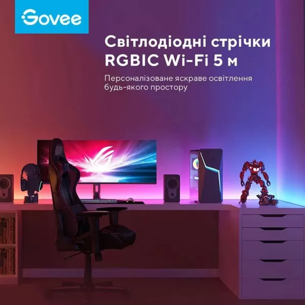 Стрічка світлодіодна розумна Govee H618С RGBIC Basic Wi-Fi + Bluetooth LED Strip Light 10м (White)