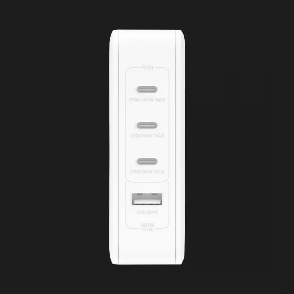 Блок живлення Belkin Home Charger 140W 3хUSB-С GAN PD PPS, USB-A (White)