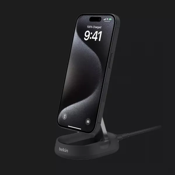 Безпровідна зарядка Belkin 15 Вт Magnetic Stand Qi2 (Black)