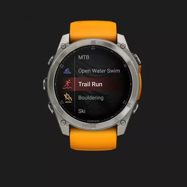 Garmin Fenix 8 51mm AMOLED Sapphire Titanium with Spark Orange/Graphite Silicone Band (010-02905-10/11)