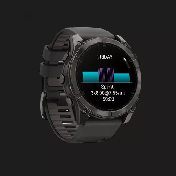 Garmin Fenix 8 51mm AMOLED Sapphire Carbon Gray DLC Titanium with Black/Pebble Gray Silicone Band (010-02905-20/21)