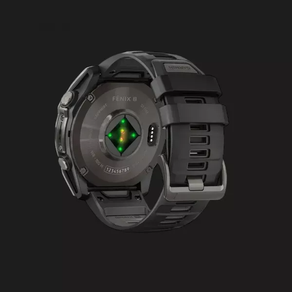 Garmin Fenix 8 51mm AMOLED Sapphire Carbon Gray DLC Titanium with Black/Pebble Gray Silicone Band (010-02905-20/21)