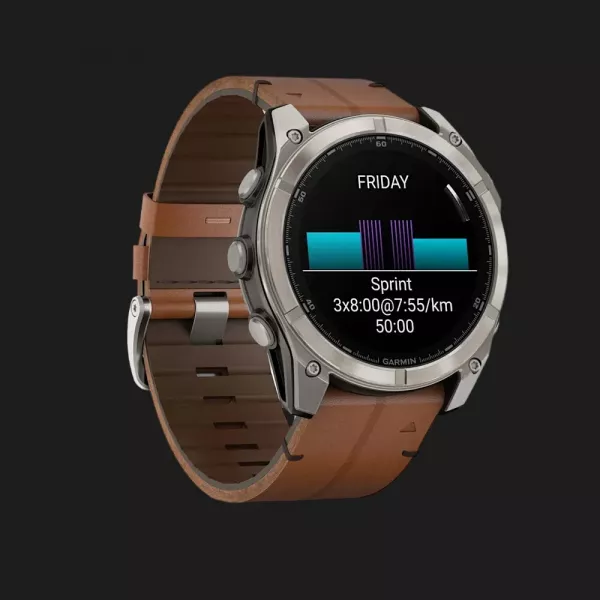 Garmin Fenix 8 51mm AMOLED Sapphire Titanium with Chestnut Leather Band (010-02905-40)