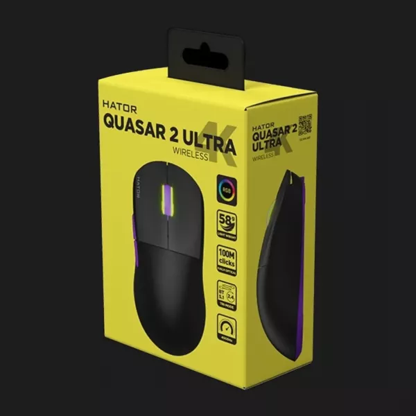 Ігрова миша HATOR Quasar 2 ULTRA 4K Wireless (Black/Lilac) (HTM570BL) (UA)