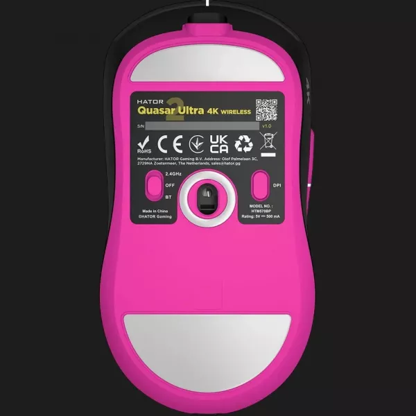 Ігрова миша HATOR Quasar 2 ULTRA 4K Wireless (Black/Pink) (HTM570BP) (UA)
