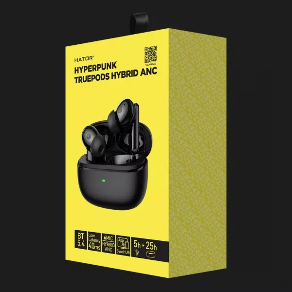 Ігрова гарнітура Hator Hyреrpunk Truepods Hybrid ANC (Black) (HTA431)