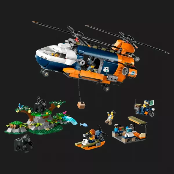 Конструктор LEGO City Вертоліт у базовому таборі для дослідження джунглів (60437)