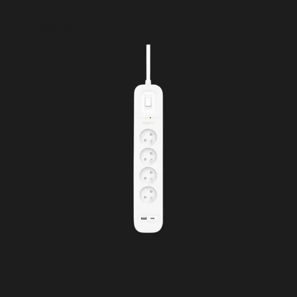 Мережевий фільтр Belkin 4хТип F, 3x1.5мм кв, 16А, USB-A/USB-C 18Вт, з захистом від перенапруги, 2м (White)