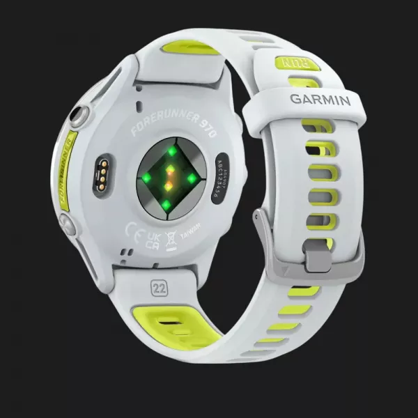 Garmin Forerunner 970 Titanium with Whitestone Case and Whitestone/Translucent Amp Yellow Band
