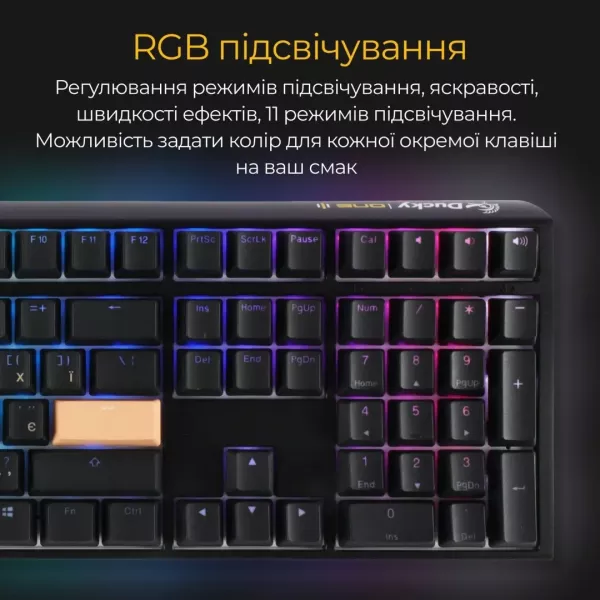 Клавіатура ігрова Ducky One 3 Cherry MX Silent red RGB (Black) (UA)