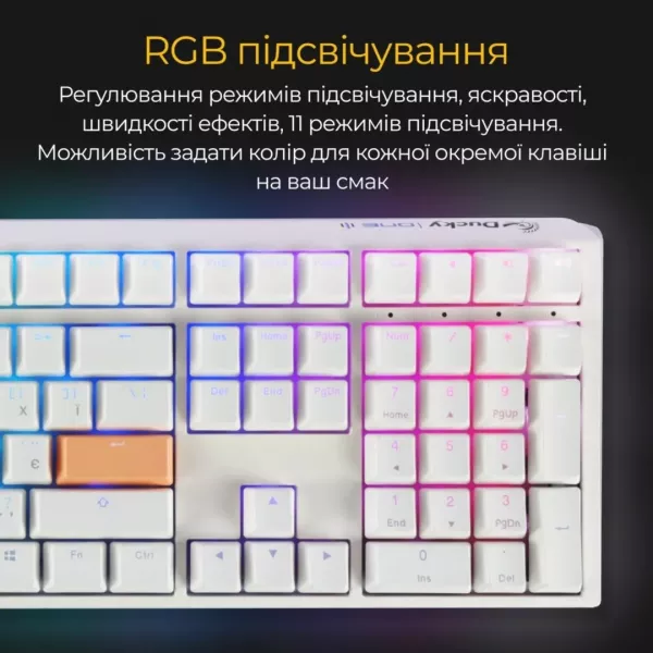 Клавіатура ігрова Ducky One 3 Cherry MX Speed silver RGB (White) (UA)