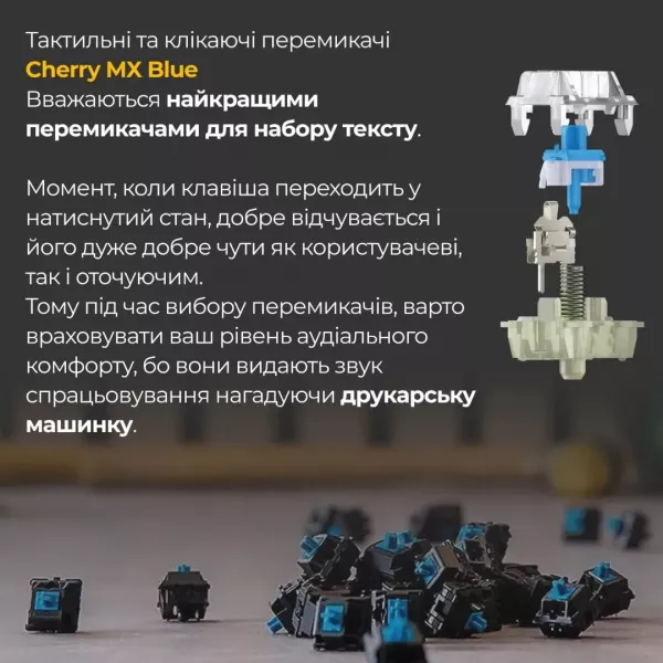 Клавіатура ігрова Ducky One 3 TKL Cherry MX Blue RGB (White) (UA)