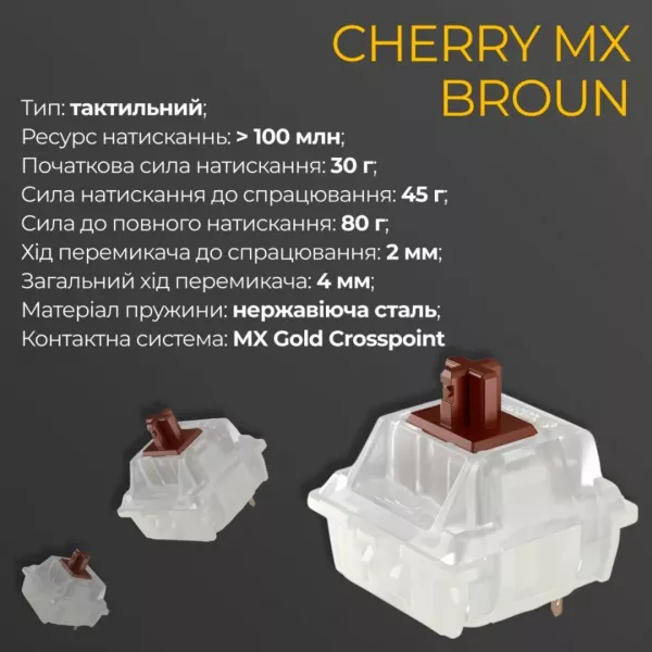 Клавіатура ігрова Ducky One 3 Mini Cherry MX Brown RGB (Black) (UA)