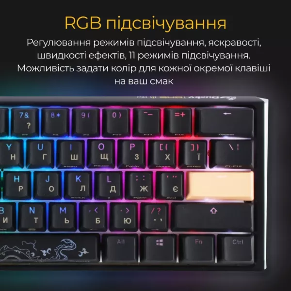 Клавіатура ігрова Ducky One 3 Mini Cherry MX Red RGB (Black) (UA)