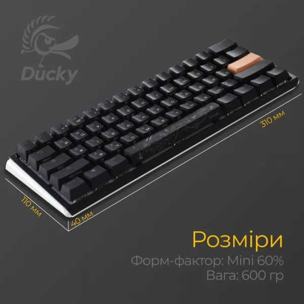 Клавіатура ігрова Ducky One 3 Mini Cherry MX Red RGB (Black) (UA)