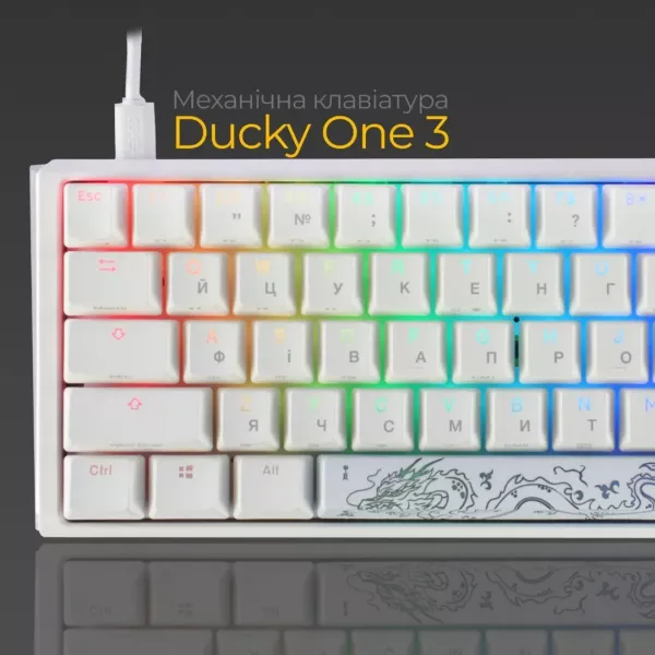 Клавіатура ігрова Ducky One 3 Mini Cherry MX Speed silver RGB (White) (UA)