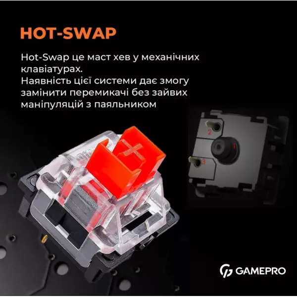 Ігрова клавіатура GamePro MK130R (Red) з Hot-Swap RGB Black (UA)