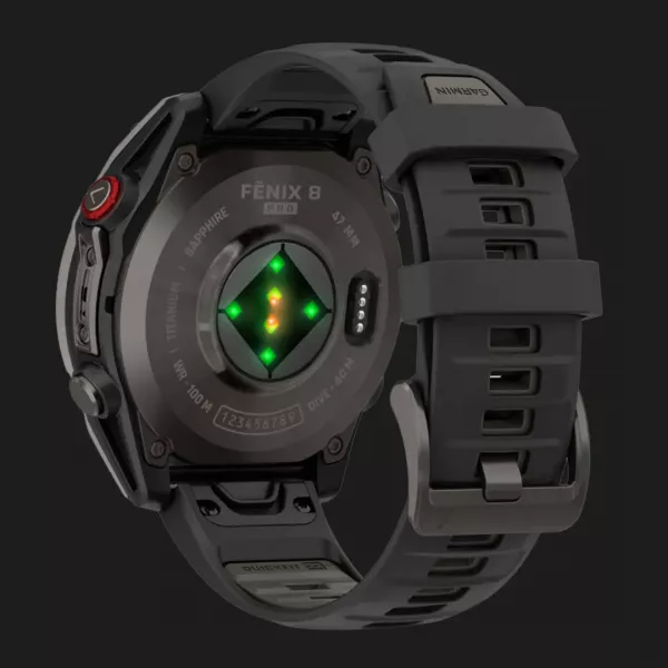 Garmin Fenix 8 Pro 47mm AMOLED Sapphire Carbon Gray DLC Titanium with Black/Pebble Gray Silicone Band