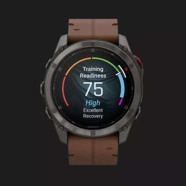 Garmin Fenix 8 Pro 51mm AMOLED Sapphire Carbon Gray DLC Titanium with Chestnut Leather Band