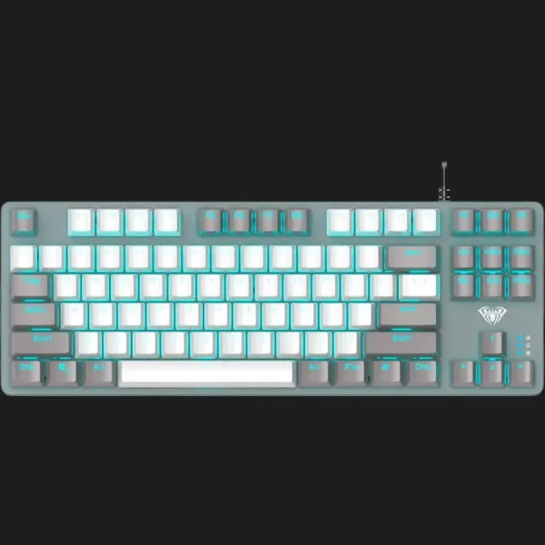 Клавіатура дротова AULA F3287 keycap KRGD blue EN/UA (Gray/White) (UA)